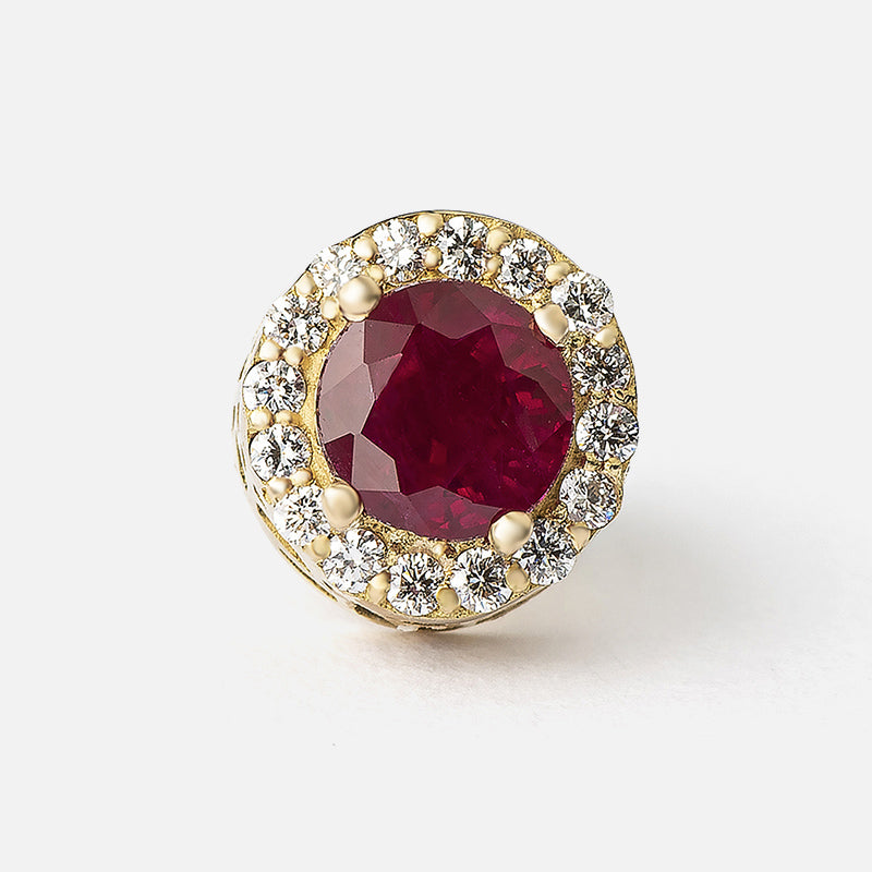 Yellow gold, ruby and diamonds Charm