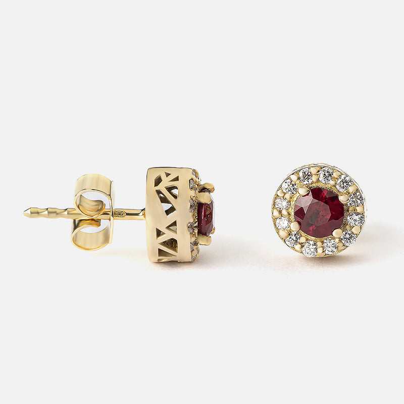 Yellow gold, ruby and diamonds Earrings