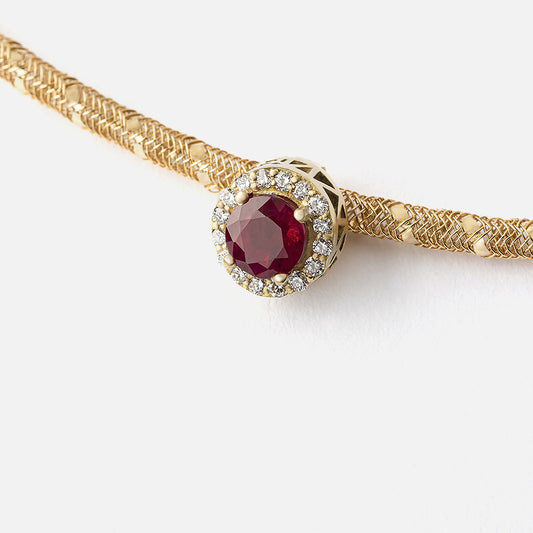 Yellow gold, ruby and diamonds Charm