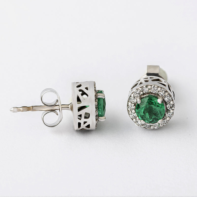 White gold, emerald and diamonds Earrings