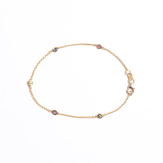 Yellow gold and sapphire chain Bracelet