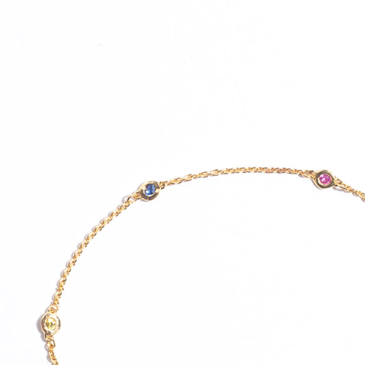 Yellow gold and sapphire chain Bracelet