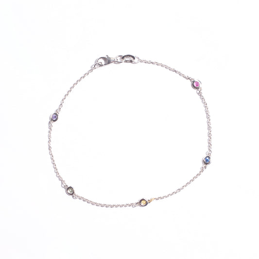 White gold and sapphire chain Bracelet