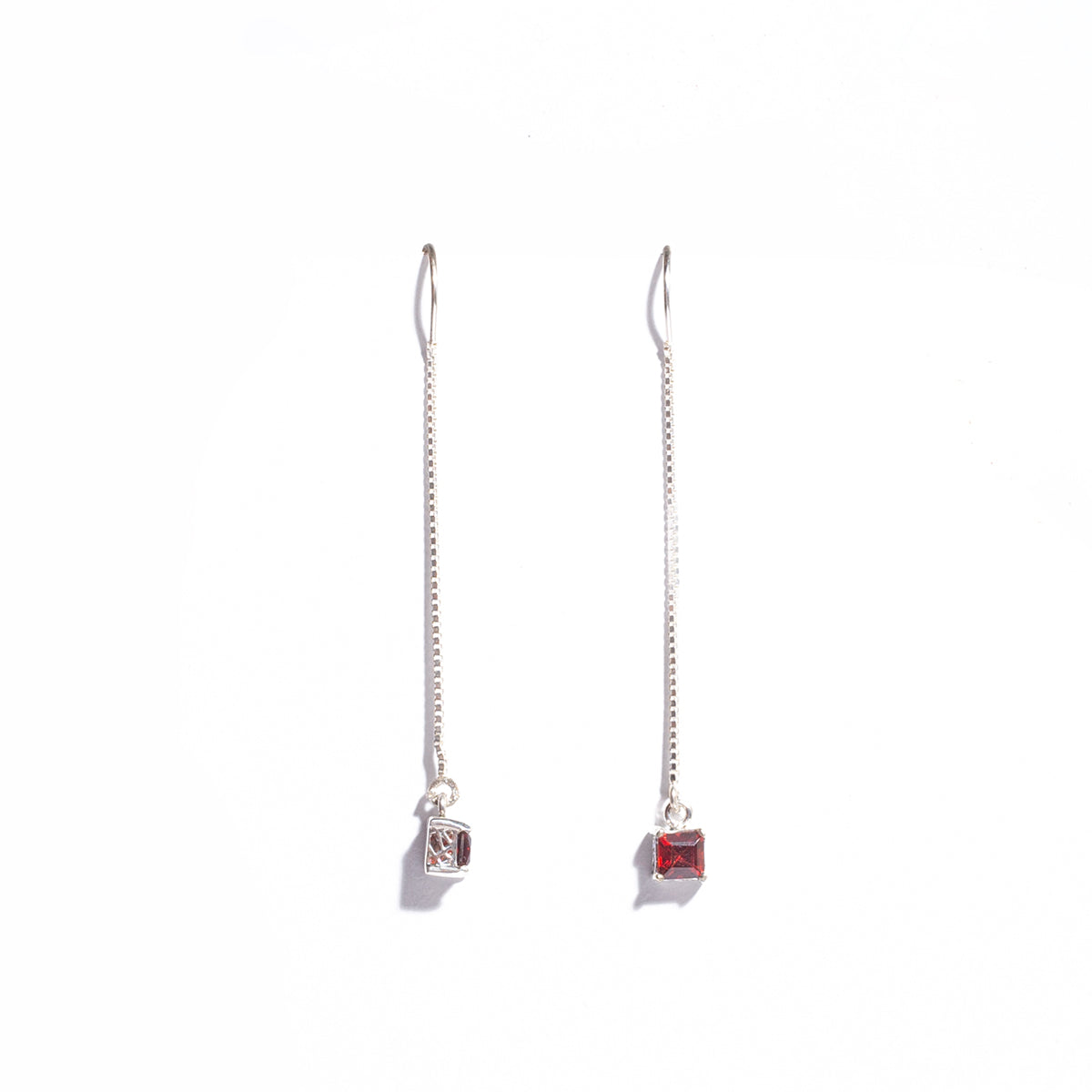 Silver pendants with medium square box Earrings 