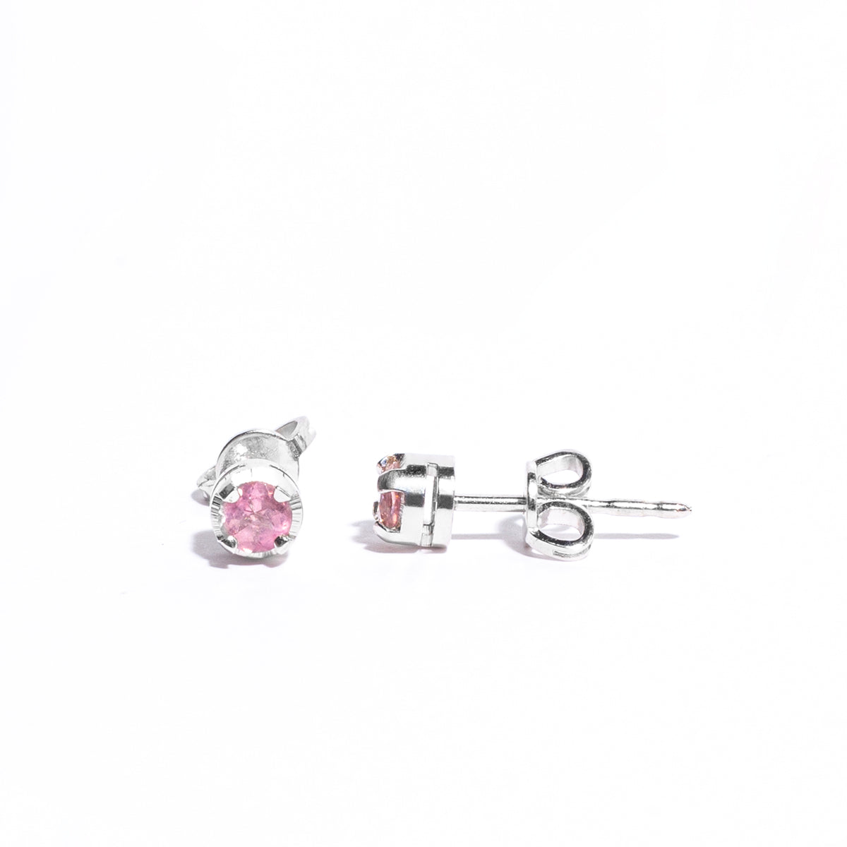 White gold with Pink Tourmaline Earrings 