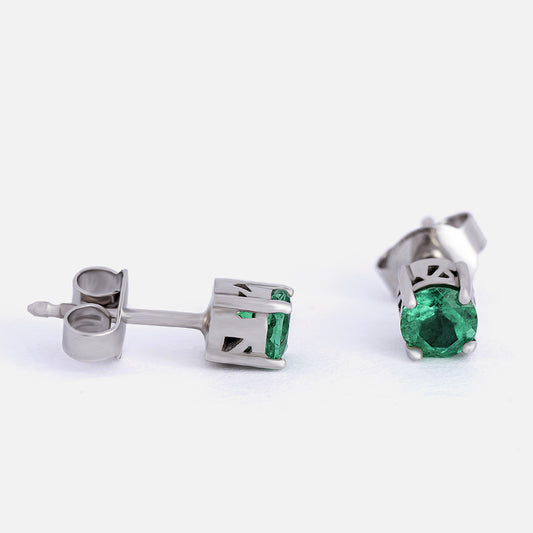 White gold and Emerald Earrings