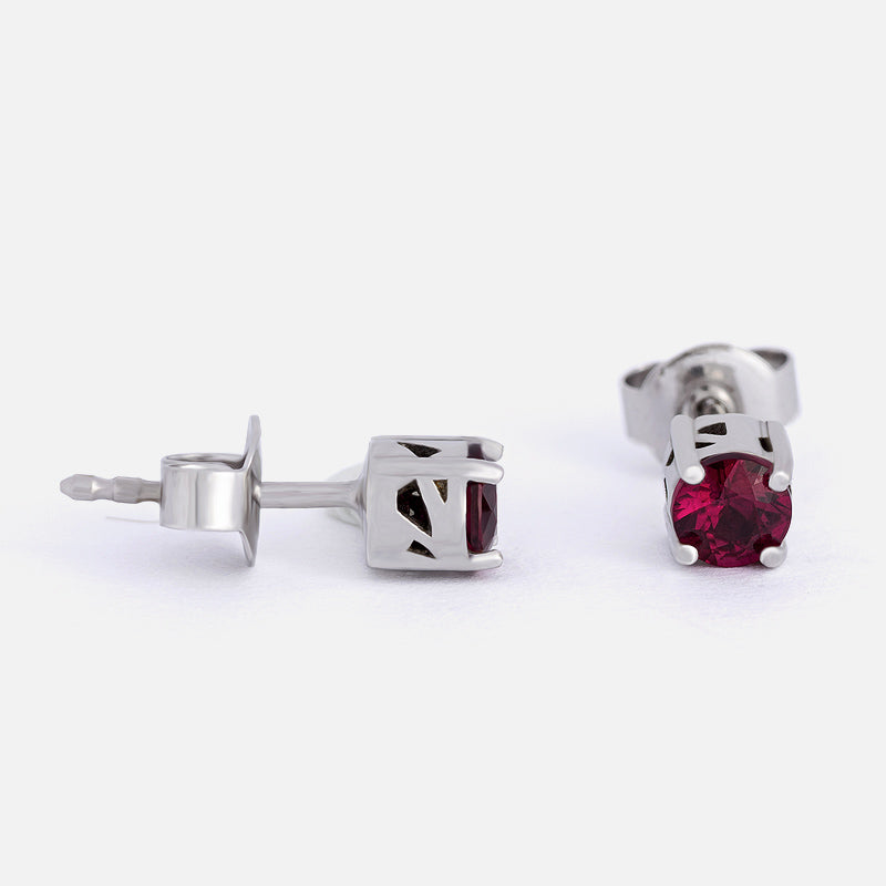 White gold and Ruby Earrings