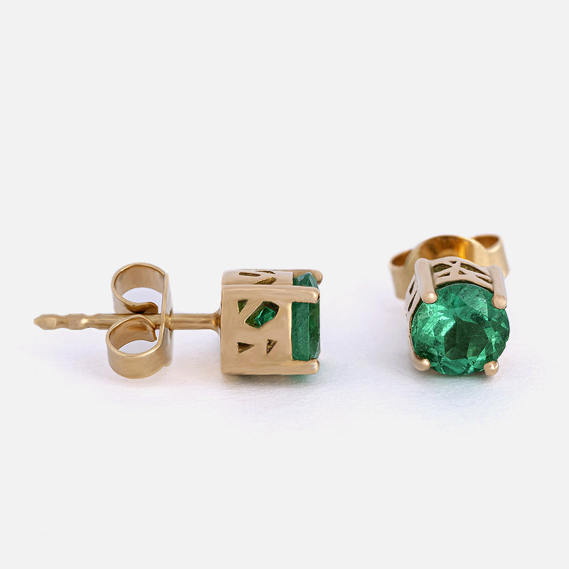Yellow gold and Emerald Earrings
