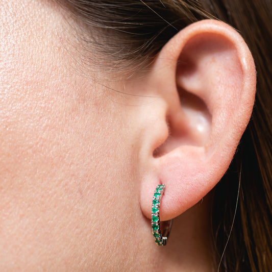 Emerald and white gold beads Earrings 