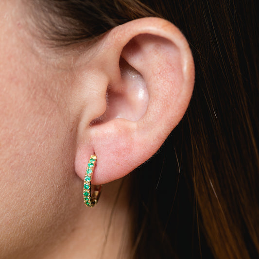 Emerald and yellow gold beads Earrings 